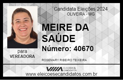 Candidato MEIRE DA SAÚDE 2024 - OLIVEIRA - Eleições