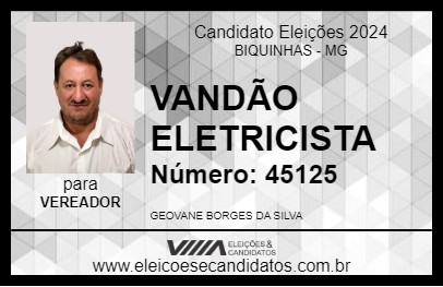 Candidato VANDÃO ELETRICISTA 2024 - BIQUINHAS - Eleições