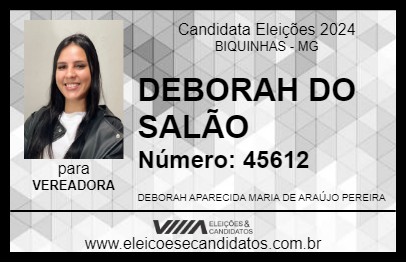 Candidato DEBORAH DO SALÃO 2024 - BIQUINHAS - Eleições