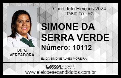 Candidato SIMONE DA SERRA VERDE 2024 - ITABIRITO - Eleições