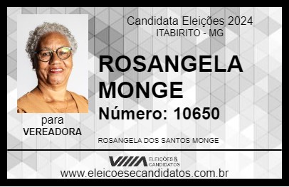 Candidato ROSANGELA MONGE 2024 - ITABIRITO - Eleições