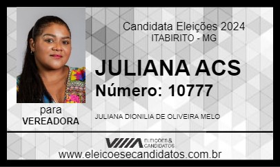 Candidato JULIANA ACS 2024 - ITABIRITO - Eleições