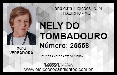 Candidato NELY DO TOMBADOURO 2024 - ITABIRITO - Eleições