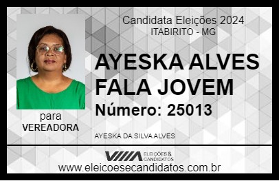 Candidato AYESKA ALVES FALA JOVEM 2024 - ITABIRITO - Eleições