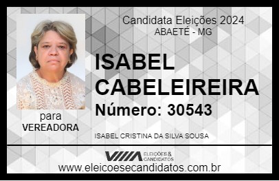 Candidato ISABEL CABELEIREIRA 2024 - ABAETÉ - Eleições