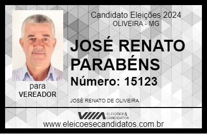 Candidato JOSÉ RENATO PARABÉNS 2024 - OLIVEIRA - Eleições