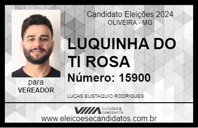 Candidato LUKINHA FILHO DO TI ROSA 2024 - OLIVEIRA - Eleições