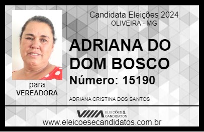 Candidato ADRIANA DO DOM BOSCO 2024 - OLIVEIRA - Eleições