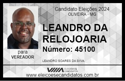 Candidato LEANDRO DA RELOJOARIA 2024 - OLIVEIRA - Eleições