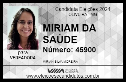 Candidato MIRIAN DA SAÚDE 2024 - OLIVEIRA - Eleições