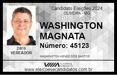 Candidato WASHINGTON MAGNATA 2024 - OLIVEIRA - Eleições