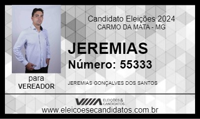 Candidato JEREMIAS GONÇALVES 2024 - CARMO DA MATA - Eleições