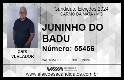 Candidato JUNINHO DO BADU 2024 - CARMO DA MATA - Eleições