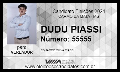 Candidato EDUARDO PIASSI 2024 - CARMO DA MATA - Eleições