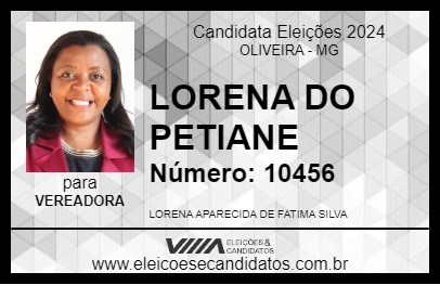 Candidato LORENA DO PETIANE 2024 - OLIVEIRA - Eleições