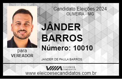 Candidato JÂNDER BARROS 2024 - OLIVEIRA - Eleições