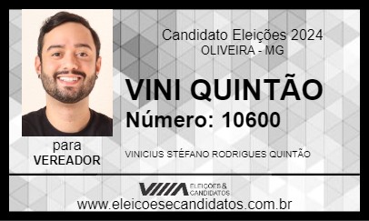 Candidato VINI QUINTÃO 2024 - OLIVEIRA - Eleições