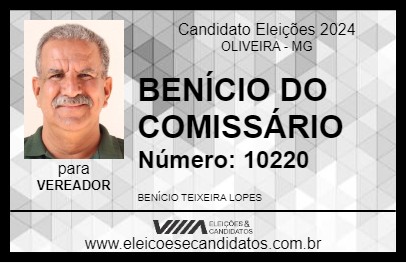 Candidato BENÍCIO DO COMISSÁRIO 2024 - OLIVEIRA - Eleições