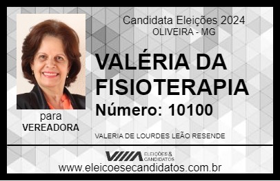 Candidato VALÉRIA DA FISIOTERAPIA 2024 - OLIVEIRA - Eleições