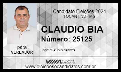 Candidato CLAUDIO BIA 2024 - TOCANTINS - Eleições