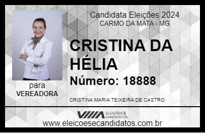 Candidato CRISTINA DA HÉLIA 2024 - CARMO DA MATA - Eleições