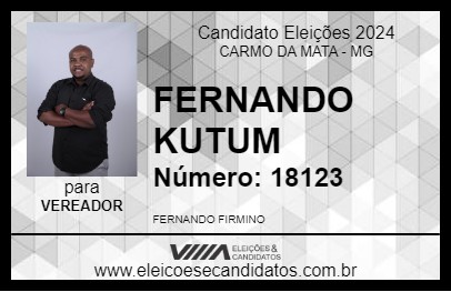 Candidato FERNANDO KUTUM 2024 - CARMO DA MATA - Eleições