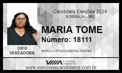 Candidato MARIA TOME 2024 - SOBRÁLIA - Eleições