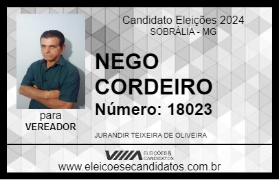 Candidato NEGO CORDEIRO 2024 - SOBRÁLIA - Eleições