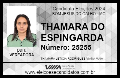 Candidato THAMARA DO ESPINGARDA 2024 - BOM JESUS DO GALHO - Eleições