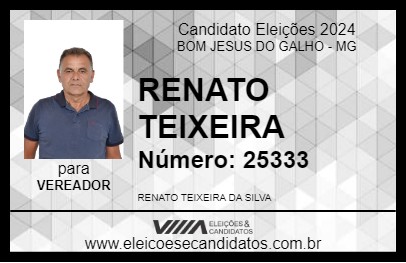 Candidato RENATO TEIXEIRA 2024 - BOM JESUS DO GALHO - Eleições