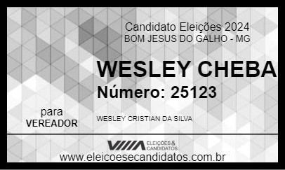 Candidato WESLEY CHEBA 2024 - BOM JESUS DO GALHO - Eleições