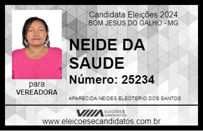 Candidato NEIDE DA SAUDE 2024 - BOM JESUS DO GALHO - Eleições