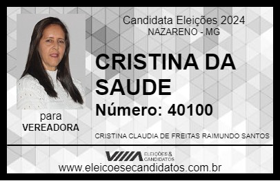 Candidato CRISTINA DA SAUDE 2024 - NAZARENO - Eleições