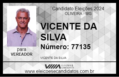 Candidato VICENTE DA SILVA 2024 - OLIVEIRA - Eleições