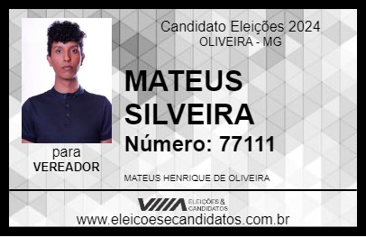 Candidato MATEUS SILVEIRA 2024 - OLIVEIRA - Eleições