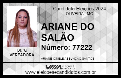 Candidato ARIANE DO SALÃO 2024 - OLIVEIRA - Eleições