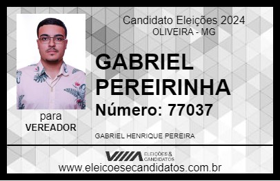 Candidato GABRIEL PEREIRINHA 2024 - OLIVEIRA - Eleições