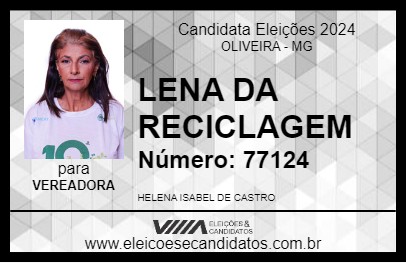 Candidato LENA DA RECICLAGEM 2024 - OLIVEIRA - Eleições