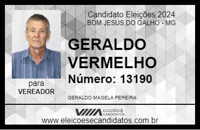 Candidato GERALDO VERMELHO 2024 - BOM JESUS DO GALHO - Eleições