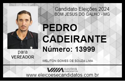 Candidato PEDRO CADEIRANTE 2024 - BOM JESUS DO GALHO - Eleições