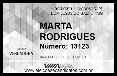 Candidato MARTA RODRIGUES 2024 - BOM JESUS DO GALHO - Eleições