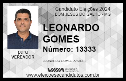 Candidato LEONARDO GOMES 2024 - BOM JESUS DO GALHO - Eleições