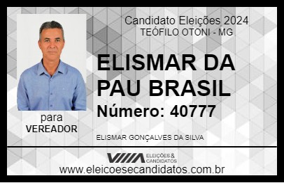 Candidato ELISMAR DA PAU BRASIL 2024 - TEÓFILO OTONI - Eleições