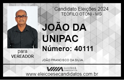 Candidato JOÃO DA UNIPAC 2024 - TEÓFILO OTONI - Eleições