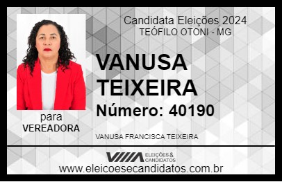 Candidato VANUSA TEIXEIRA 2024 - TEÓFILO OTONI - Eleições