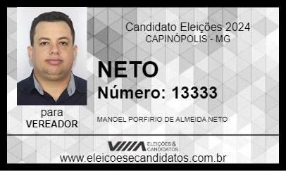 Candidato NETO 2024 - CAPINÓPOLIS - Eleições