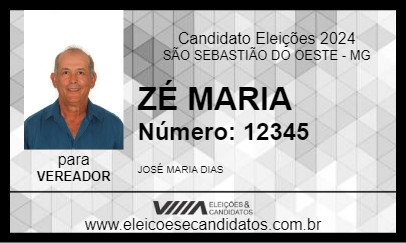 Candidato ZÉ MARIA 2024 - SÃO SEBASTIÃO DO OESTE - Eleições