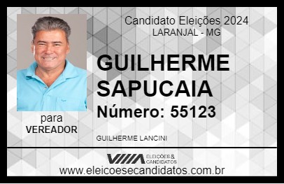 Candidato GUILHERME SAPUCAIA 2024 - LARANJAL - Eleições