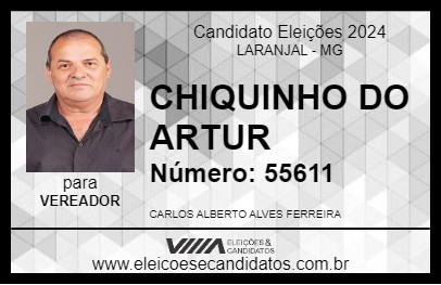 Candidato CHIQUINHO DO ARTUR 2024 - LARANJAL - Eleições