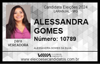 Candidato ALESSANDRA GOMES 2024 - LARANJAL - Eleições